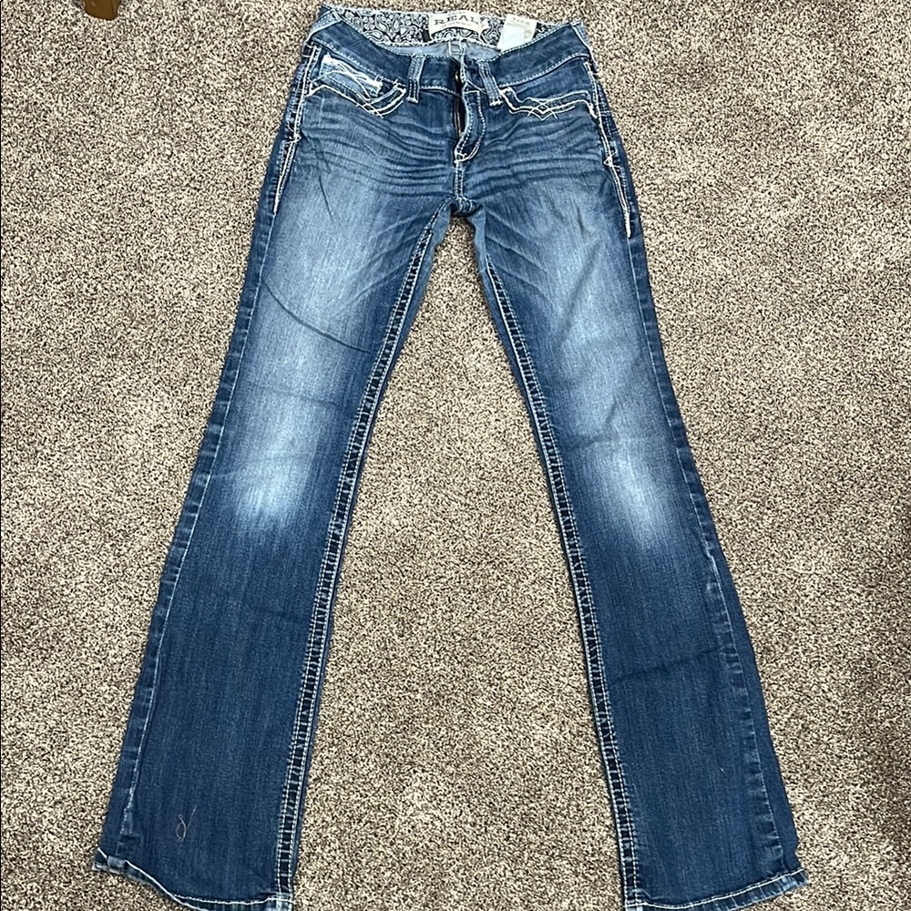 Ariat Blue Flare Wide Leg Jeans Vintage Wash